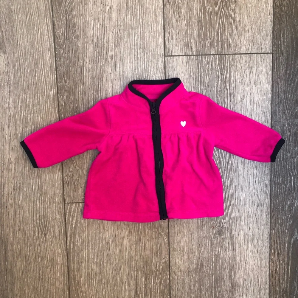 OSHKOSH FLEECE ZIP UP SWEATER JACKET PINK 12 MO